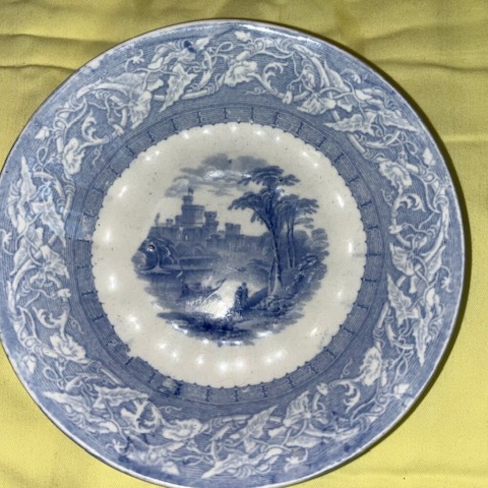 Windsor Blue and White Decorative Saucer 6" dia Dated August 1849